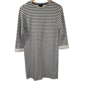 Topshop Gray Cream Striped Mini Shift Dress Women’s 6
